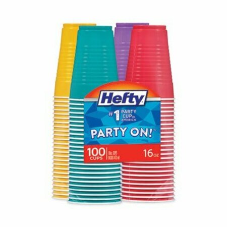 REYNOLDS Hefty, Easy Grip Disposable Plastic Party Cups, 16 Oz, Assorted, 4PK C21637CT